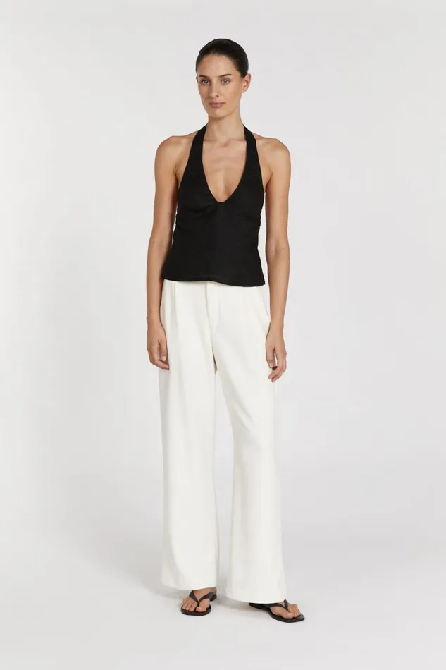 Women Tops DISSH AUDREY BLACK LINEN HALTER TOP