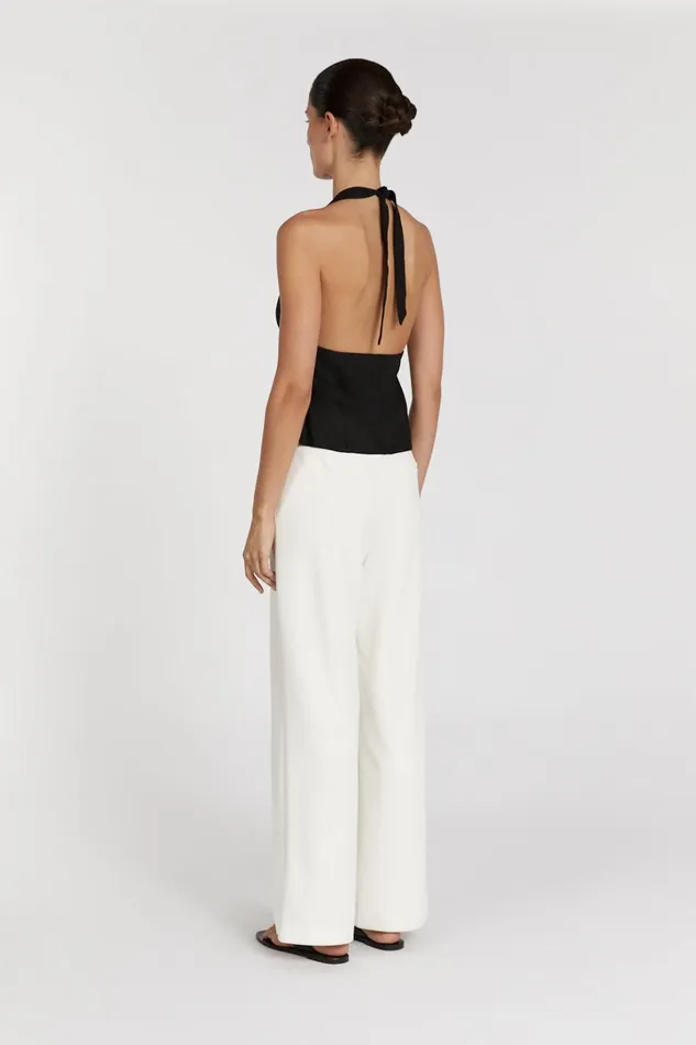Women Tops DISSH AUDREY BLACK LINEN HALTER TOP