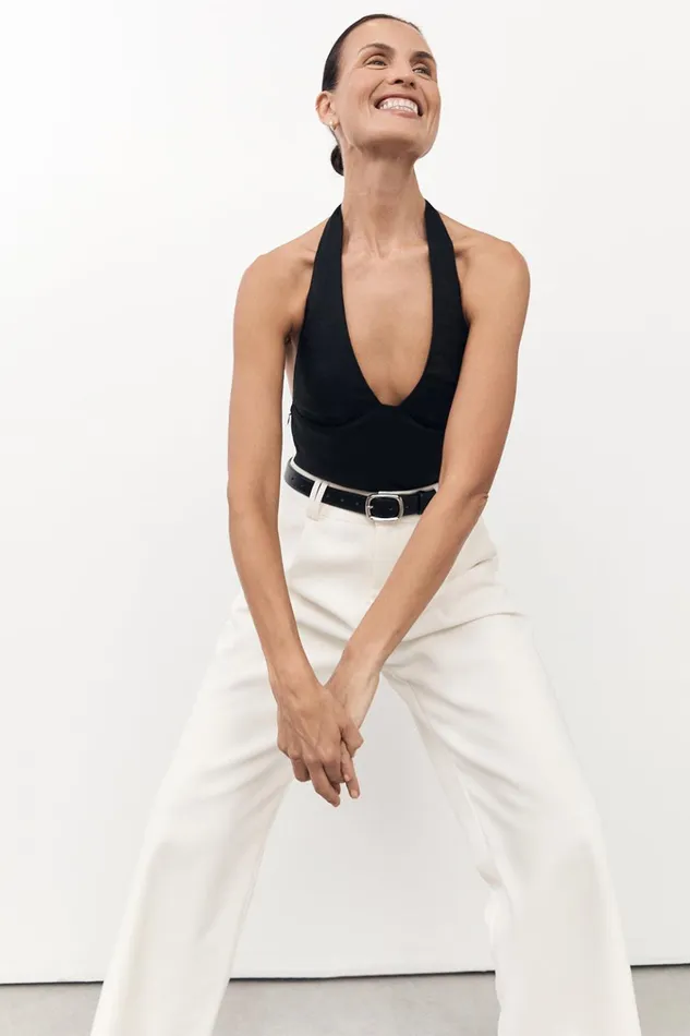 Women Tops DISSH AUDREY BLACK LINEN HALTER TOP