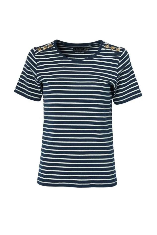 Women Tops Holland Cooper Padstow Crew Neck Tee Ink Navy Natural Stripe Women Tops Holland Cooper Padstow Crew Neck Tee Ink Navy Natural Stripe