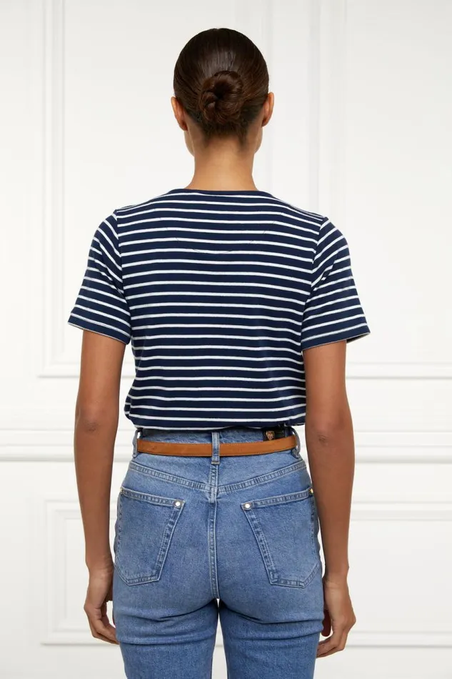 Women Tops Holland Cooper Padstow Crew Neck Tee Ink Navy Natural Stripe Women Tops Holland Cooper Padstow Crew Neck Tee Ink Navy Natural Stripe