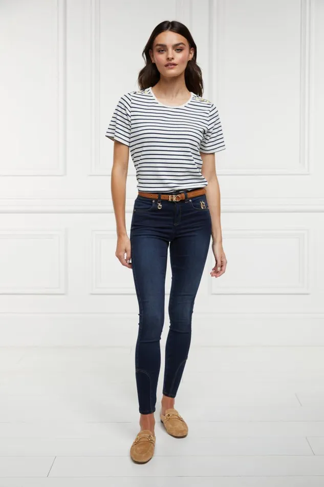 Women Tops Holland Cooper Padstow Crew Neck Tee Natural Ink Navy Stripe Women Tops Holland Cooper Padstow Crew Neck Tee Natural Ink Navy Stripe