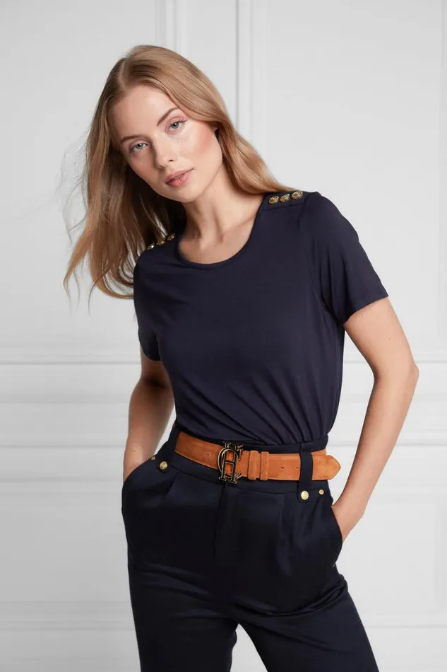 Women Tops Holland Cooper Relax Fit Crew Neck Tee Ink Navy