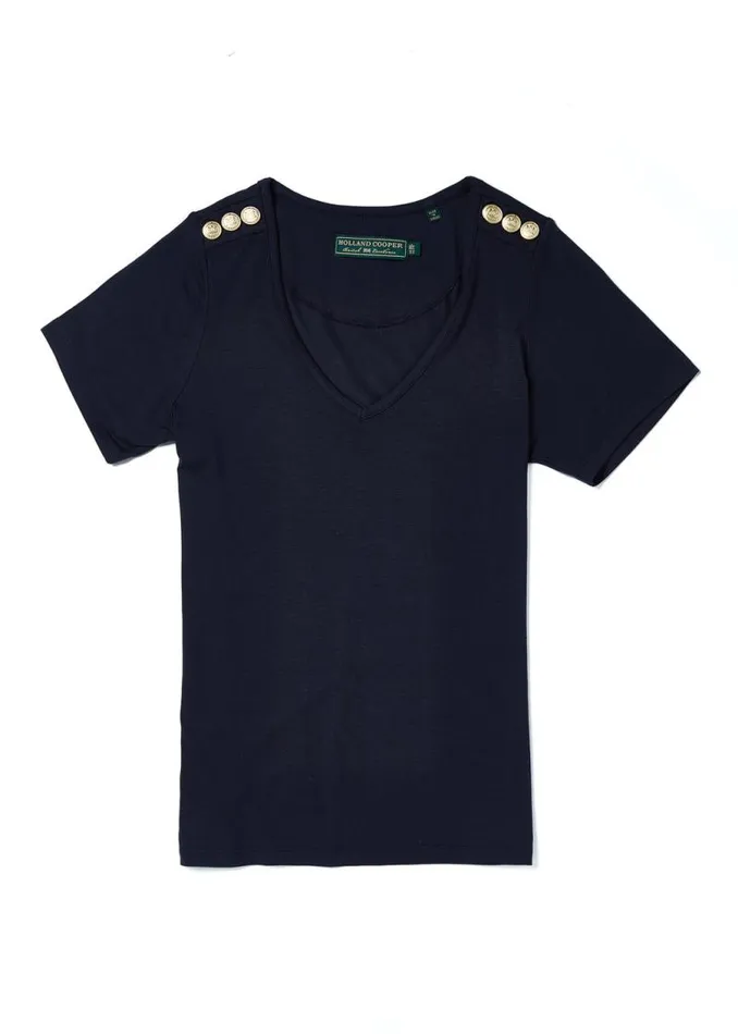 Women Tops Holland Cooper Relax Fit VNeck Tee Navy