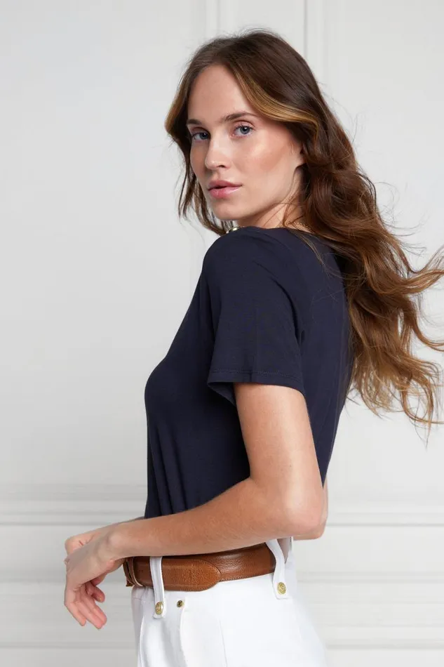 Women Tops Holland Cooper Relax Fit VNeck Tee Navy
