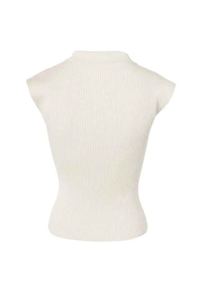Women Tops Holland Cooper Scarlett Polo Knit Ecru Women Tops Holland Cooper Scarlett Polo Knit Ecru