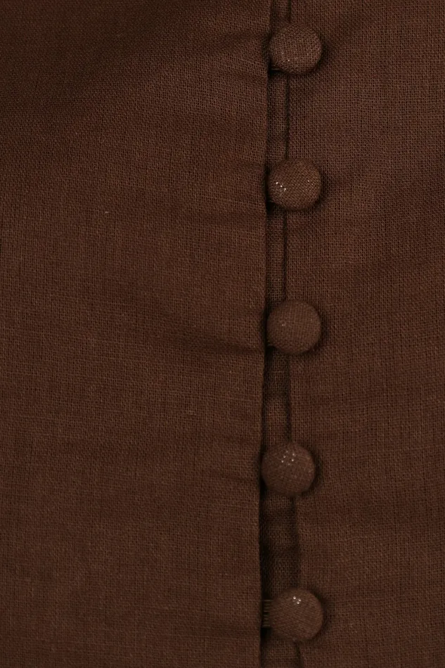 Women Tops Petal and Pup Daniella Linen Vest Chocolate Brown