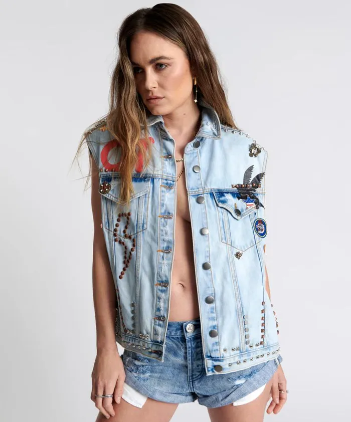 Women TORNADO STUDDED PUNK SLEEVELESS JACKET One Teaspoon Jackets Women TORNADO STUDDED PUNK SLEEVELESS JACKET One Teaspoon Jackets
