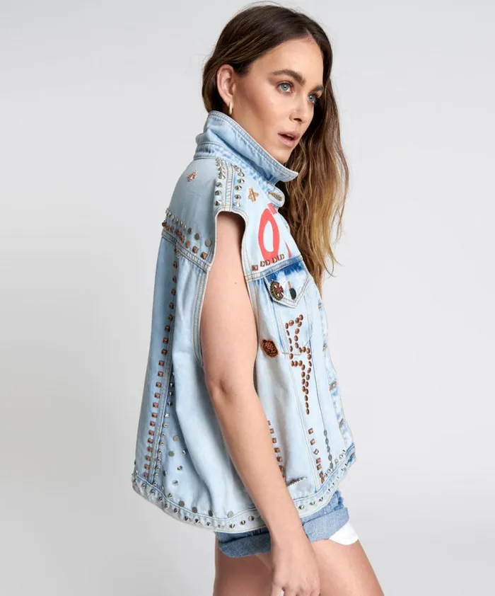 Women TORNADO STUDDED PUNK SLEEVELESS JACKET One Teaspoon Jackets Women TORNADO STUDDED PUNK SLEEVELESS JACKET One Teaspoon Jackets