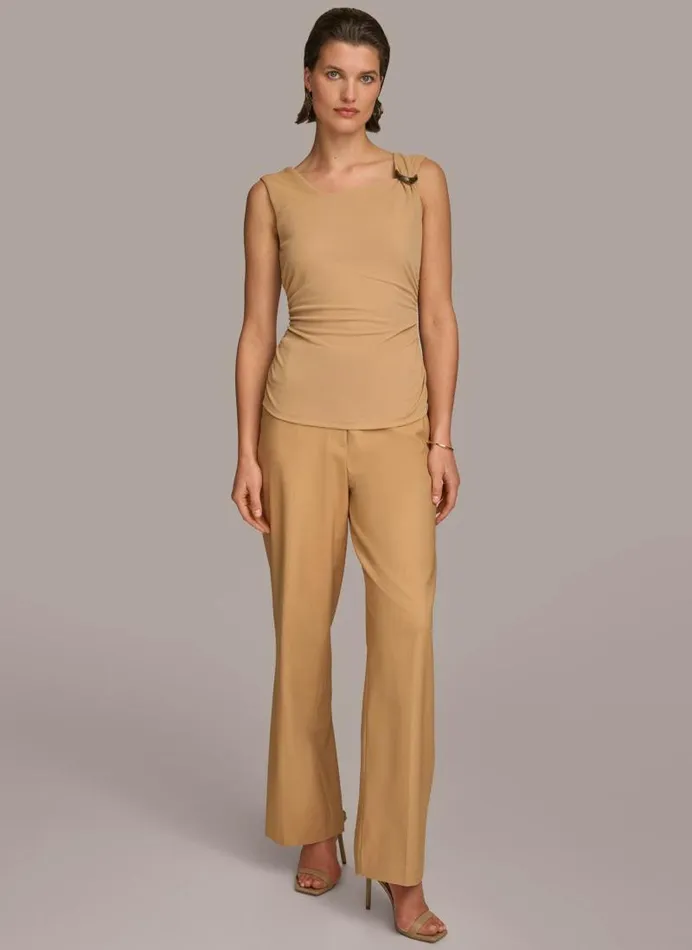 Women TORTOISE HARDWARE SHOULDER TOP Brown Donna Karan New York Sweaters And Tops Women TORTOISE HARDWARE SHOULDER TOP Brown Donna Karan New York Sweaters And Tops