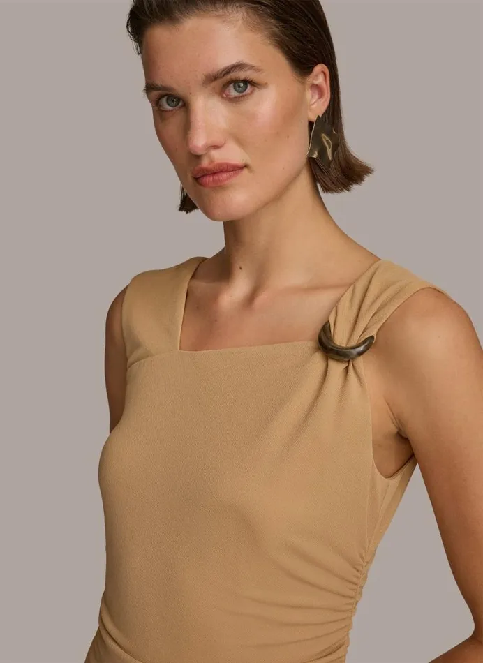 Women TORTOISE HARDWARE SHOULDER TOP Brown Donna Karan New York Sweaters And Tops Women TORTOISE HARDWARE SHOULDER TOP Brown Donna Karan New York Sweaters And Tops