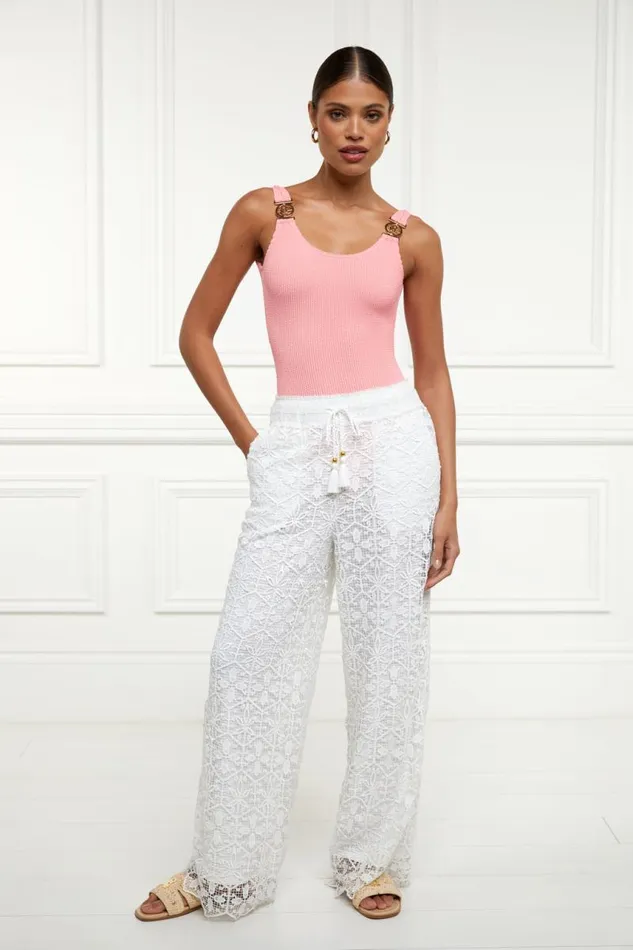 Women Trousers Holland Cooper Beach Pant White