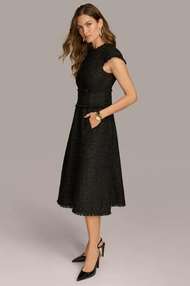 Women TWEED MIDI DRESS Black Donna Karan New York Dresses And Jumpsuits Women TWEED MIDI DRESS Black Donna Karan New York Dresses And Jumpsuits