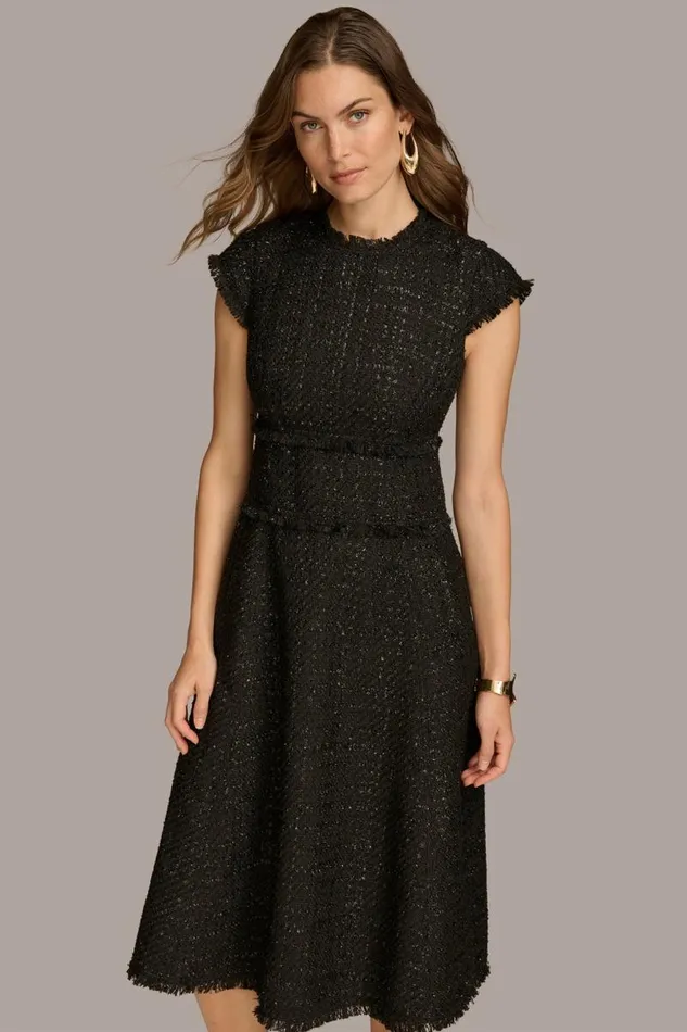 Women TWEED MIDI DRESS Black Donna Karan New York Dresses And Jumpsuits Women TWEED MIDI DRESS Black Donna Karan New York Dresses And Jumpsuits