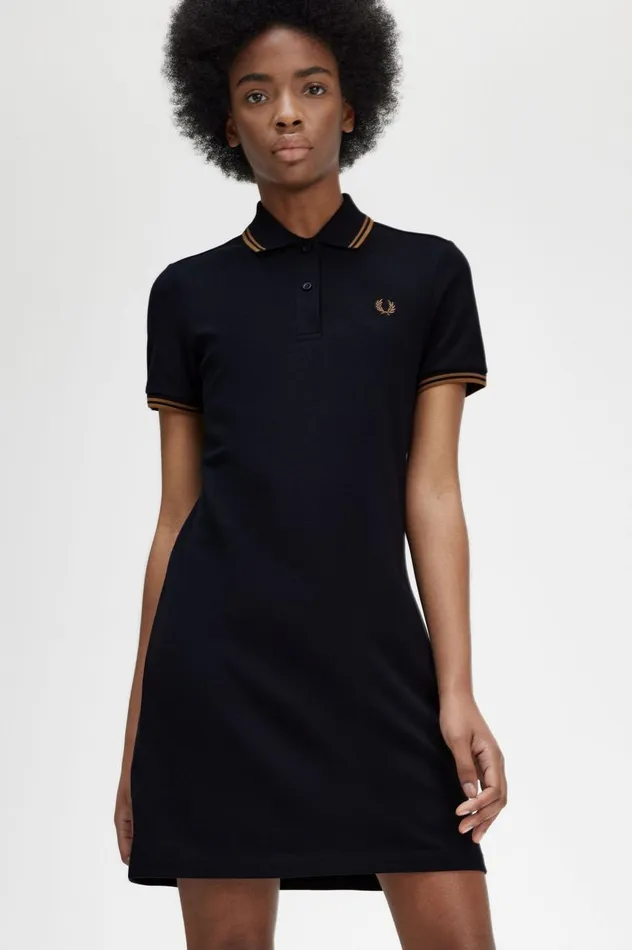 Women Twin Tipped Shirt Dress Navy Fred Perry Dresses
