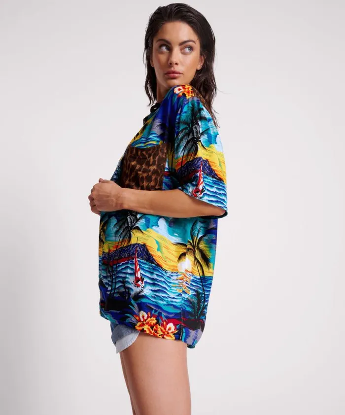 Women UTOPIA LEOPARD PRINT HAWAIIAN SHIRT One Teaspoon Shirts