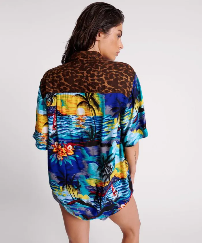 Women UTOPIA LEOPARD PRINT HAWAIIAN SHIRT One Teaspoon Shirts