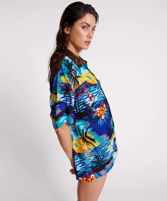 Women UTOPIA LEOPARD PRINT HAWAIIAN SHIRT One Teaspoon Shirts
