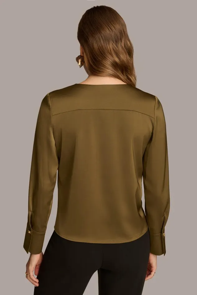 Women VNECK WITH SIDE BUTTON DETAIL Beech Donna Karan New York Sweaters And Tops Women VNECK WITH SIDE BUTTON DETAIL Beech Donna Karan New York Sweaters And Tops