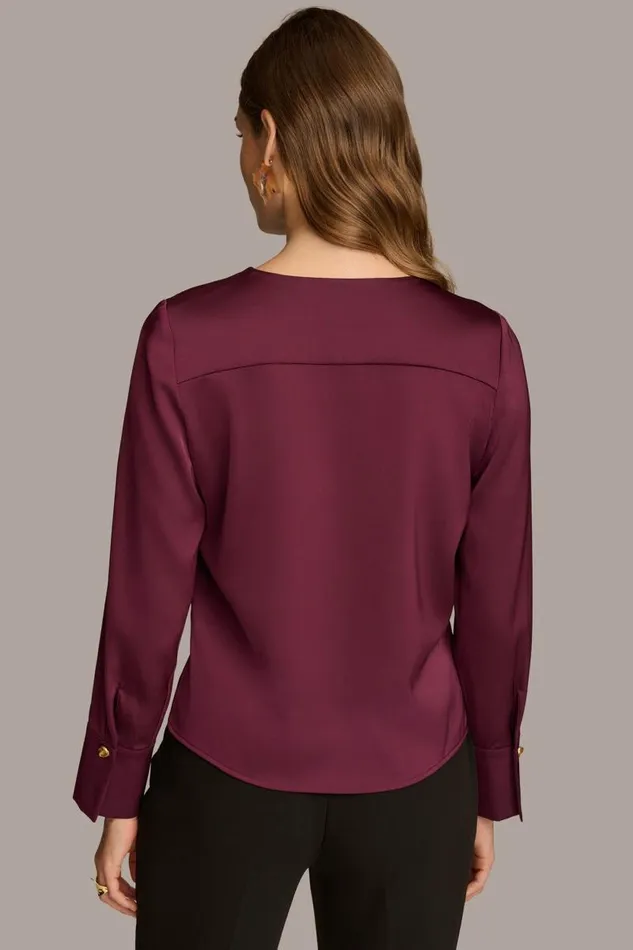 Women VNECK WITH SIDE BUTTON DETAIL Elderberry Donna Karan New York Sweaters And Tops Women VNECK WITH SIDE BUTTON DETAIL Elderberry Donna Karan New York Sweaters And Tops