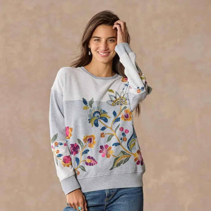 Women Vanessa Relaxed Sweatshirt Heather Gray Sundance Catalog Tops