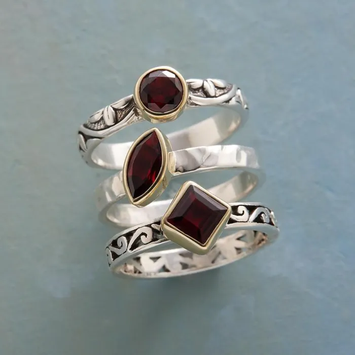 Women Variations Garnet Ring Trio Sundance Catalog Rings