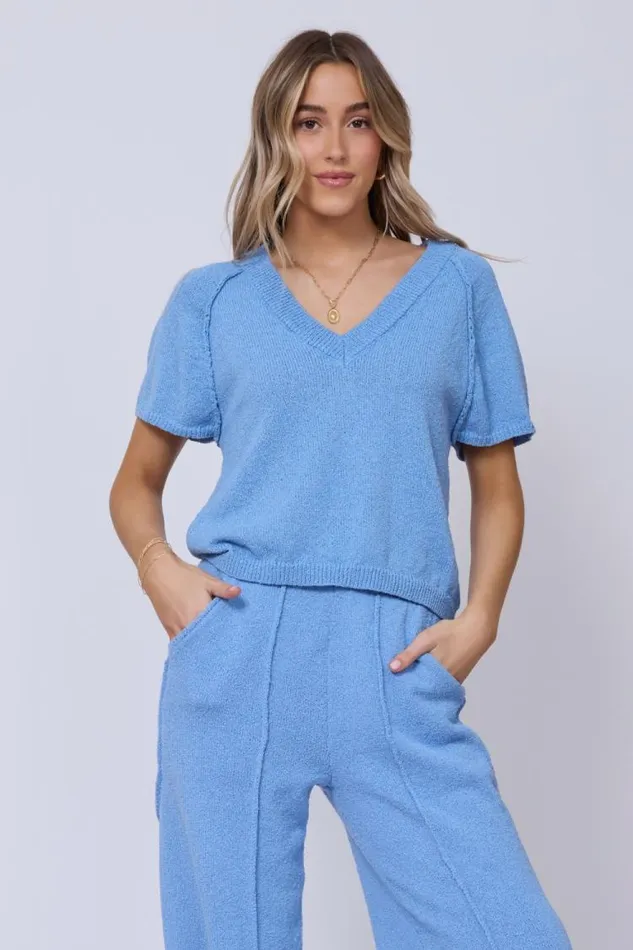 Women Vintage Havana Casual Tops Hightide Blue Relaxed Rib Knit Top Hightide Blue Women Vintage Havana Casual Tops Hightide Blue Relaxed Rib Knit Top Hightide Blue