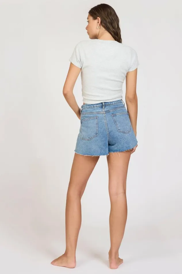 Women Vintage Havana Casual Tops quotSurf MTKquot Harbor Grey Rib Hacci Cropped Tee Harbor Grey