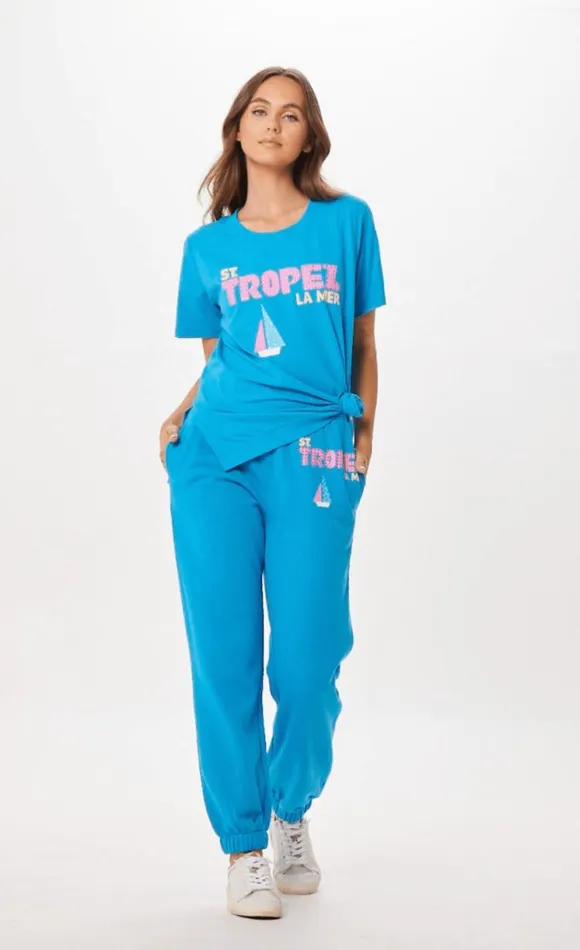 Women Vintage Havana Joggers Bright Blue St Tropez Jet Setter Surf Wash Jogger Bright Blue