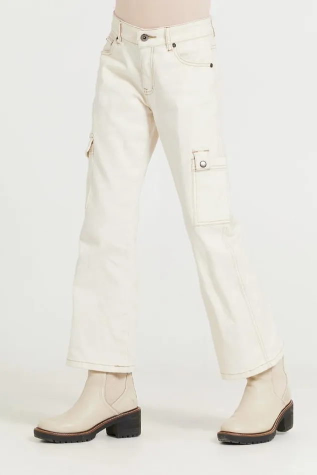 Women Vintage Havana Kids Bottoms Kids Cream Cargo Jean Cream