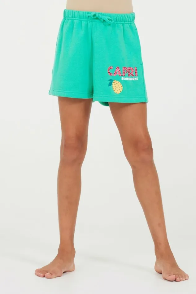 Women Vintage Havana Kids Bottoms Surf Green Capri Shorts Surf Green