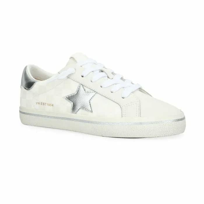 Women Vintage Havana Low Tops FLAIR 35 8211 WHITE CHECKEREDSILVER White Checkeredsilver