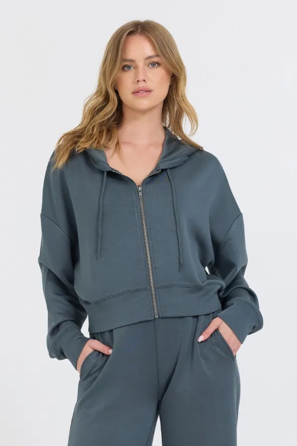 Women Vintage Havana Sweatshirts Mountain Grey Cloud Fleece Hoodie Grey
