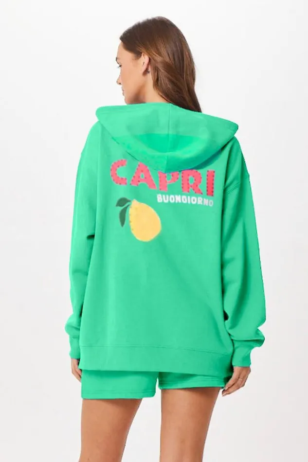 Women Vintage Havana Sweatshirts Surf Green Capri Jet Setter Surf Wash Zip Up Surf Green