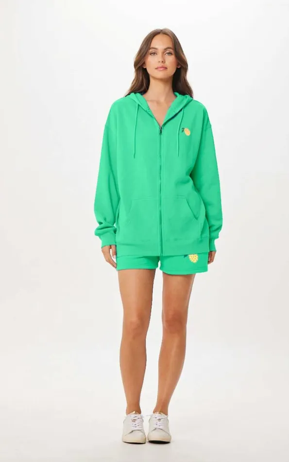 Women Vintage Havana Sweatshirts Surf Green Capri Jet Setter Surf Wash Zip Up Surf Green