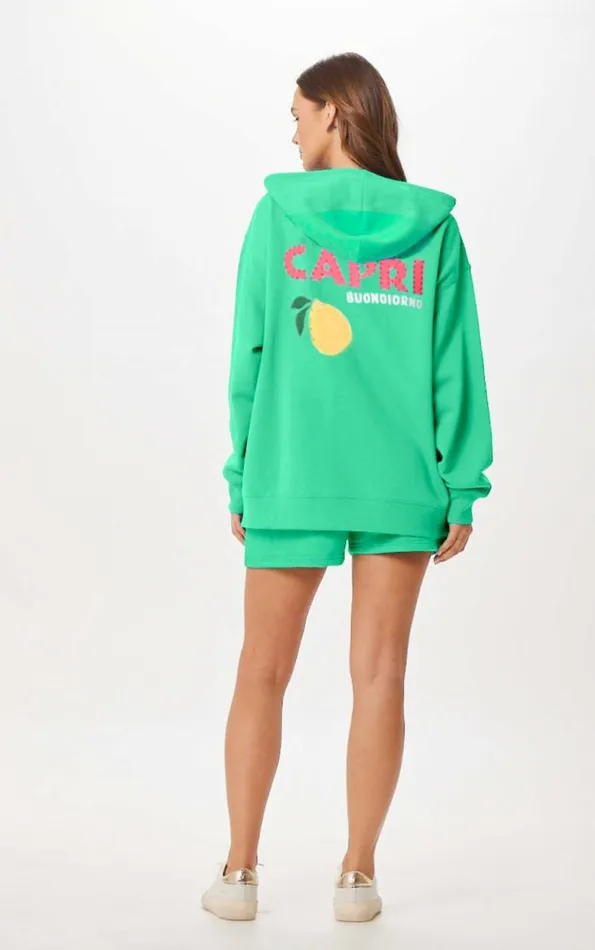 Women Vintage Havana Sweatshirts Surf Green Capri Jet Setter Surf Wash Zip Up Surf Green