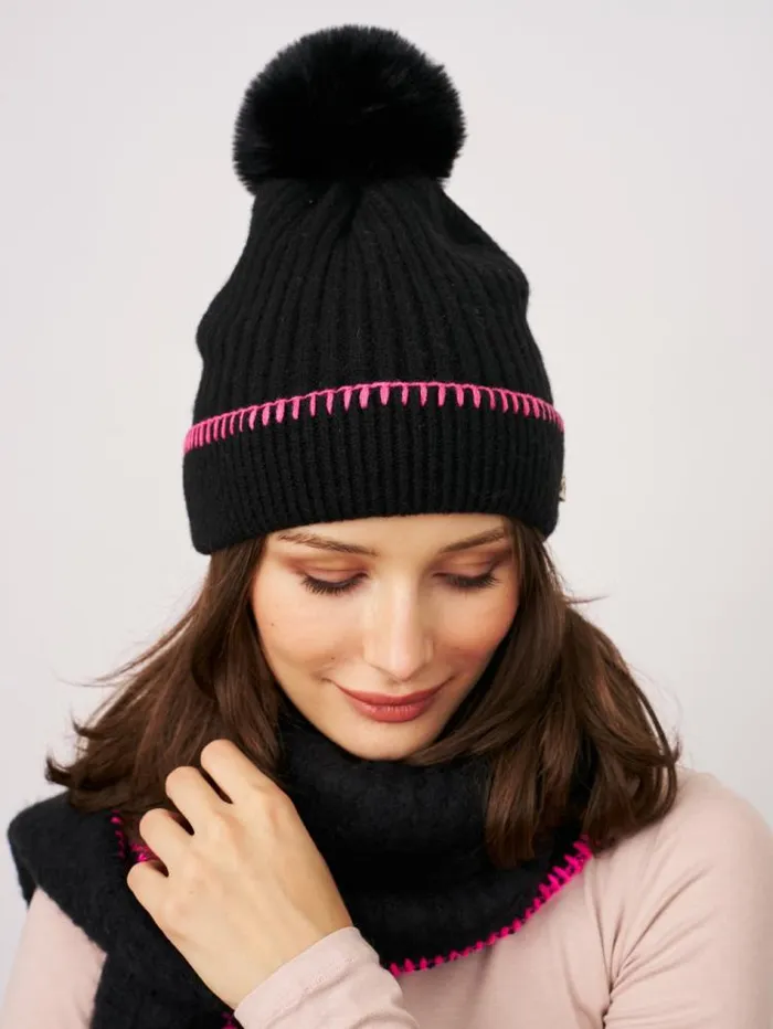 Women Vintage Havana Winter Hats RIBBED POMPOM BEANIE 8211 BLACKPINK Blackpink Women Vintage Havana Winter Hats RIBBED POMPOM BEANIE 8211 BLACKPINK Blackpink