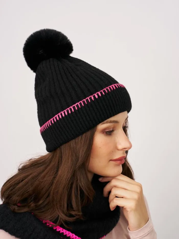 Women Vintage Havana Winter Hats RIBBED POMPOM BEANIE 8211 BLACKPINK Blackpink Women Vintage Havana Winter Hats RIBBED POMPOM BEANIE 8211 BLACKPINK Blackpink
