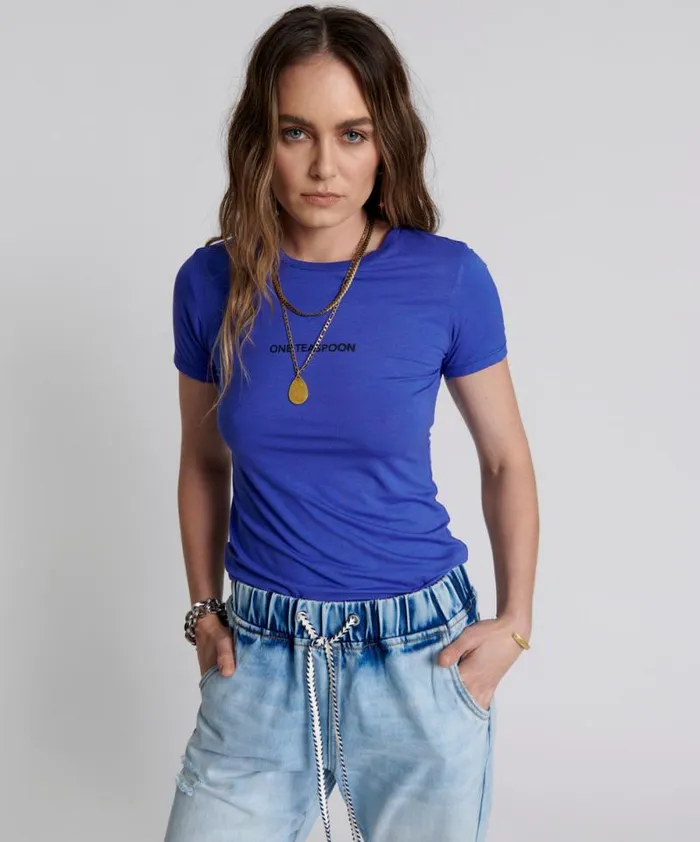 Women VIOLET LOGO FITTED TEE One Teaspoon Tees and Tanks