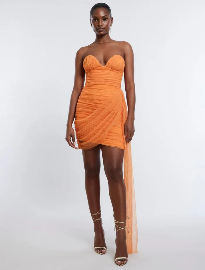 Women Viv Strapless Mini Dress Russet Orange BCBG Dresses Women Viv Strapless Mini Dress Russet Orange BCBG Dresses