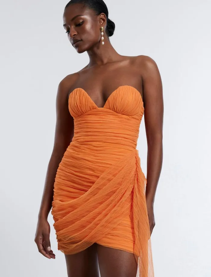Women Viv Strapless Mini Dress Russet Orange BCBG Dresses Women Viv Strapless Mini Dress Russet Orange BCBG Dresses