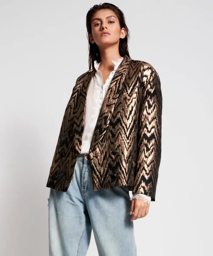 Women WAVE LENGTH METALLIC BLAZER One Teaspoon Jackets