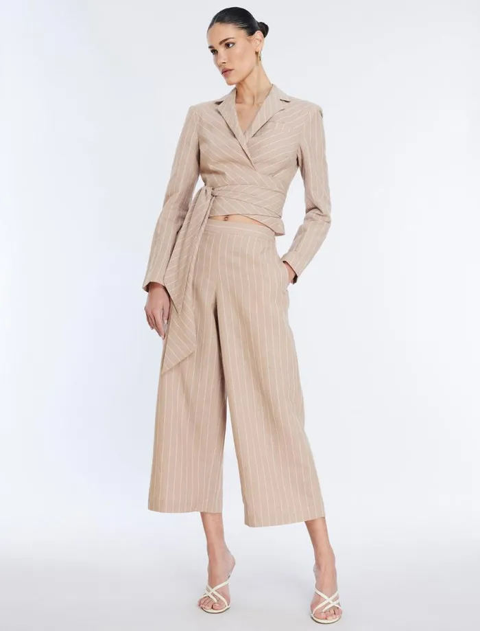 Women WideLeg Crop Pant Khakiwhite BCBG Bottoms Women WideLeg Crop Pant Khakiwhite BCBG Bottoms