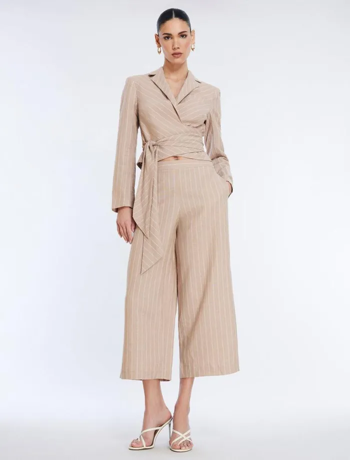 Women WideLeg Crop Pant Khakiwhite BCBG Bottoms Women WideLeg Crop Pant Khakiwhite BCBG Bottoms