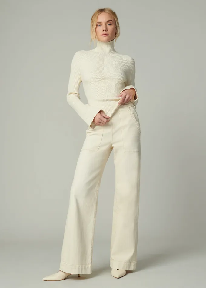Women Wide Leg Joe8217s Jeans THE SIDE ZIP Creme Brulee