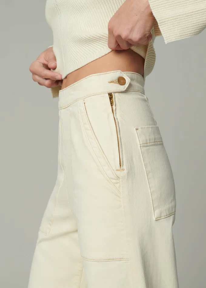 Women Wide Leg Joe8217s Jeans THE SIDE ZIP Creme Brulee