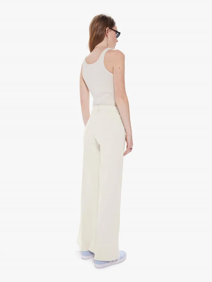 Women Wide Leg Mother Denim The Patch Pocket Roller Skimp Ivory
