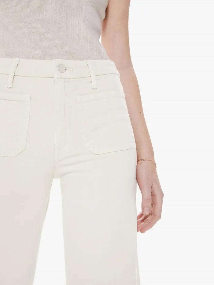 Women Wide Leg Mother Denim The Patch Pocket Roller Skimp Ivory
