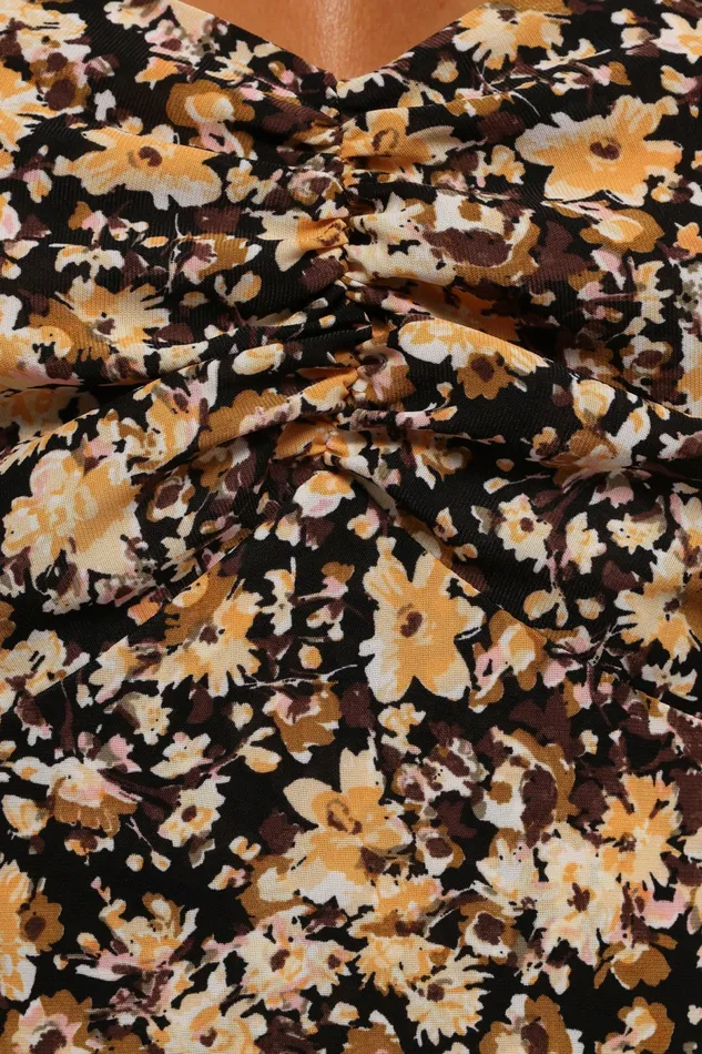 Women Winter Dresses Petal and Pup Oona Midi Dress Black Ditsy Floral