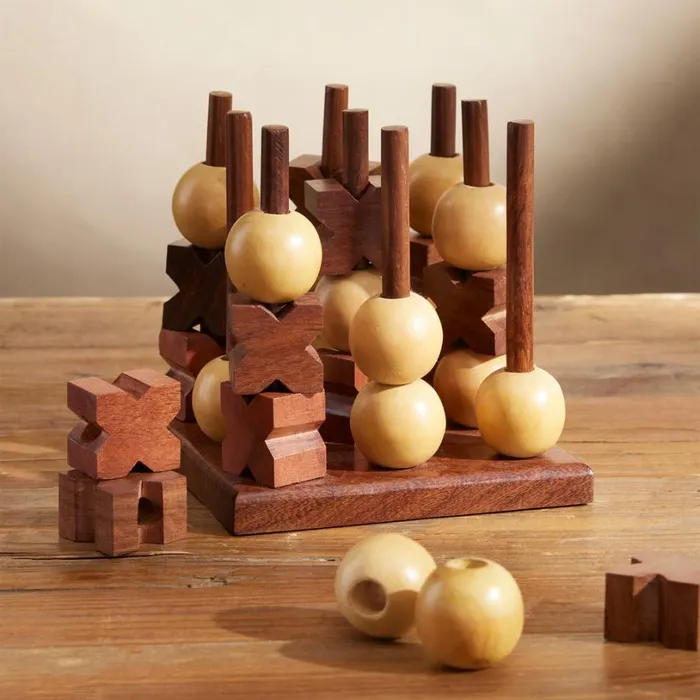 Women Wooden 3D TicTacToe Game Sundance Catalog Decor